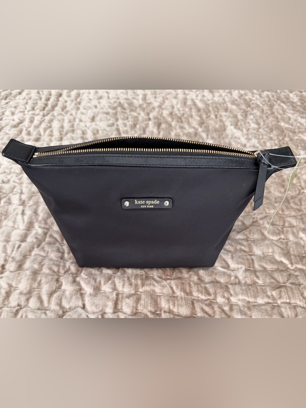 NWT Kate Spade Black Nylon Zip Pouch Cosmetic Bag